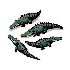 Dynamic vector illustration featuring a detailed crocodile design on a clean white background, perfect for logos, icons, or stickers. This editable layered vector showcases the fierce beauty of this w