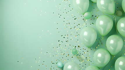 Turquoise green balloons composition background - Celebration design banner - 781478030
