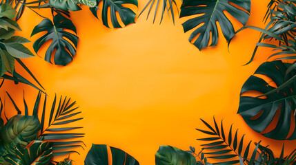 Fototapeta na wymiar Summer tropical banner - Refreshing design pop colors background