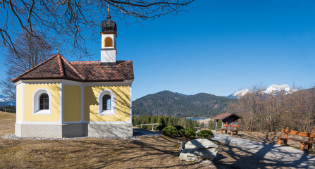 pilgrimage chapel Maria Rast, Krun. landscape in march - 781478422