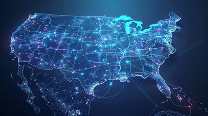 Digital network connectivity map of usa
