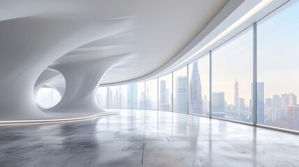 Empty room with view at skyline AI generated