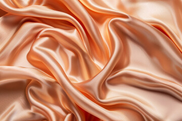 Elegant peach color silk fabric texture soft waves. Soft  background elegance design