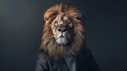 Majestic lion in business attire