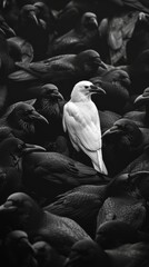 Stand out - white bird among black crows