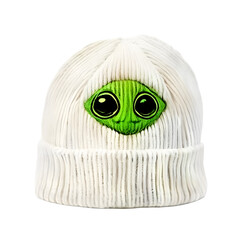 Luminous glow-in-the-dark alien beanie on a transparent background, PNG Format