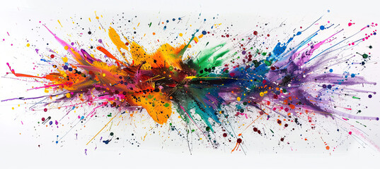 Colorful paint splashes powder explosion on white background