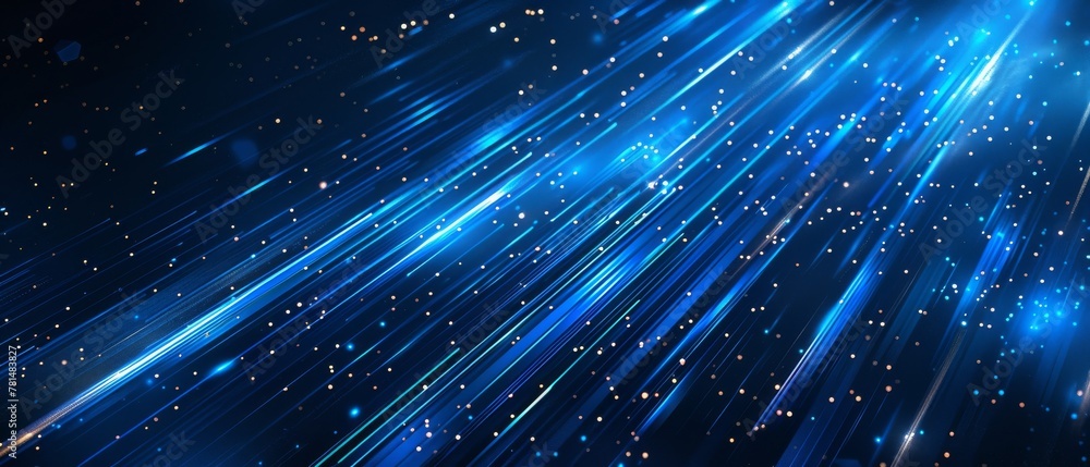 Poster design exuding a futuristic vibe, characterized by a predominantly deep blue background perfectly su