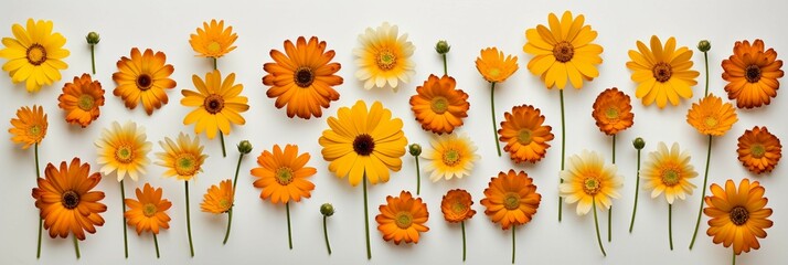 yellow and orange flowers on white background - Powered by Adobe