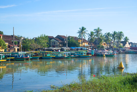Early morning on the Thu Bon river. The historic town centre of Hoi An