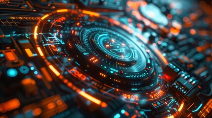 Design a PowerPoint background showcasing AI future tools for educators, adorned with a captivating petrol color scheme and luminous glow effects, projecting a vision of the future