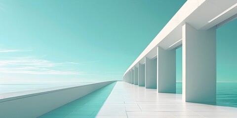 Obraz premium Minimalist Bridge Structure Against Serene Sky Celebrating Human Ingenuity in Contemporary Design