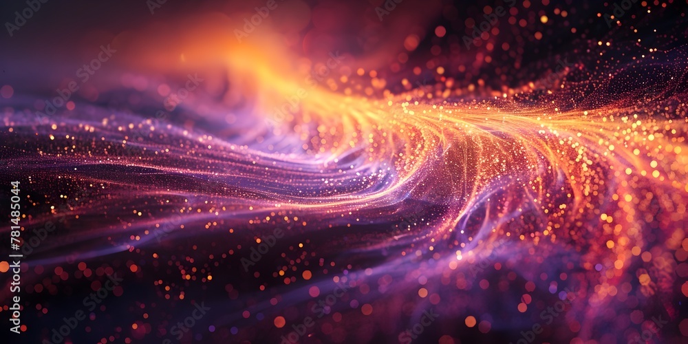 Poster captivating visualization of magnetic field alignment at the particle level showcasing cosmic energy