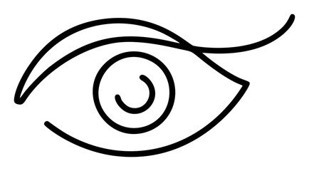 Hand drawn eye icon in simple doodle style. Open black eye with lines logo. Monoline design - 781485082