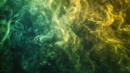 Fototapeta na wymiar Luminous yellow and green smoke