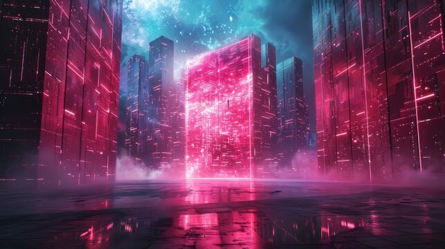 Elevate your SaaS online application with a hi tech login background image, keeping the central area minimalist yet engaging for a seamless user experience