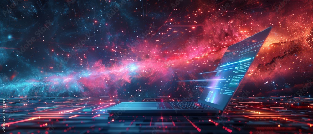 Aufkleber a hyper realistic photo with a futuristic style, incorporating technology elements such as a modern 