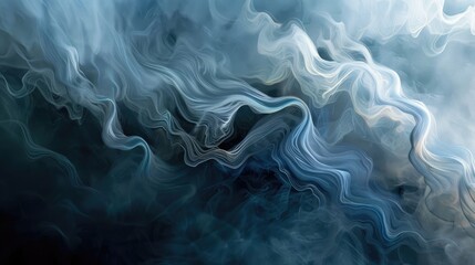 Sinuous streams of silver and blue smoke