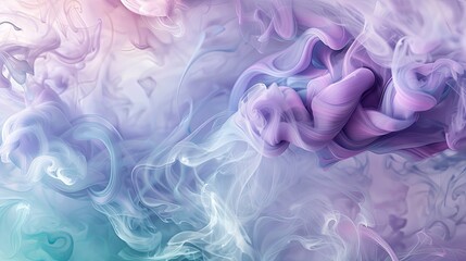 Swirls of lavender and mint smoke intertwining in a serene dance - obrazy, fototapety, plakaty