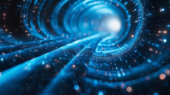 Immerse yourself in the digital blue cyberspace, a captivating abstract virtual world waiting to be explored