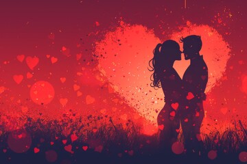 Celebrating Romantic Love with Modern Artwork: Valentine's Day Card Designs Emphasizing Deep Bonds and Artistic Expressions of Love - obrazy, fototapety, plakaty