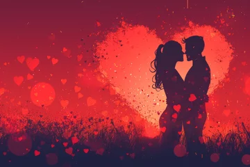 Fototapeten Celebrating Romantic Love with Modern Artwork: Valentine's Day Card Designs Emphasizing Deep Bonds and Artistic Expressions of Love © VR