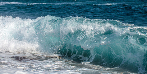 Beautiful raging seas with sea foam and waves