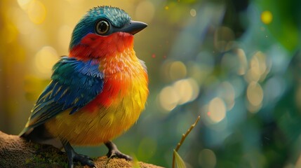 Rainforest birds in vibrant colors, macro shot, natural habitat, educational documentary style