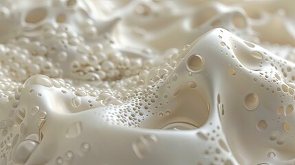 A detailed 3D depiction of milk froth for a cappuccino
