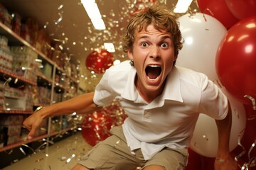 the frenzy of black friday shoppers scrambling for discounted clothing at a bustling shopping center