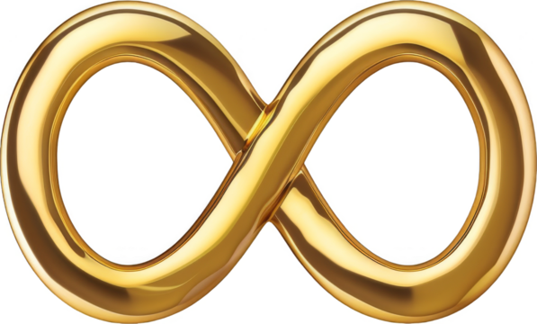 Golden Infinity Symbol Shining on a Pristine Transparent Background