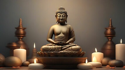 Buddha statue with candles