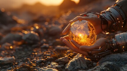 A scientist holds an amulet believed to be touched by divine providence, causing a refresh in their perspective on the natural world