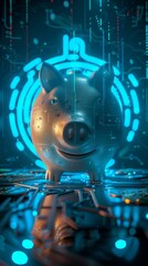 Futuristic cyber piggy bank concept