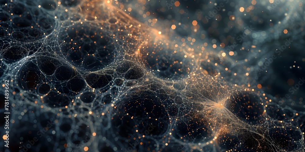 Poster intricate digital network of interconnected nodes and connections representing the complexity of the