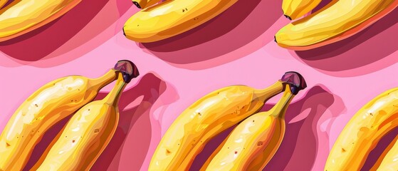 Adobe Illustrator creation A seamless pattern of stylized bananas, featuring flat vector design for a minimalist, pop art inspired look - obrazy, fototapety, plakaty