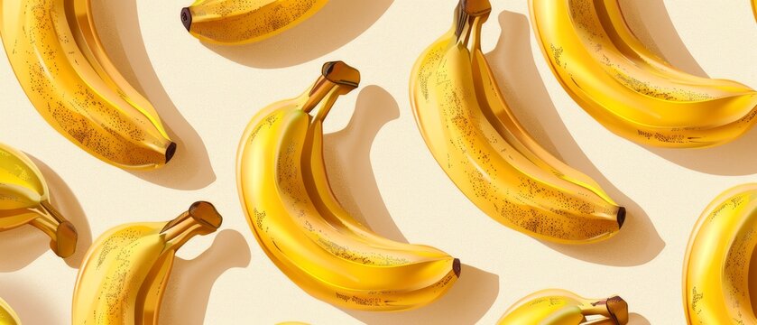 Adobe Illustrator creation A seamless pattern of stylized bananas, featuring flat vector design for a minimalist, pop art inspired look