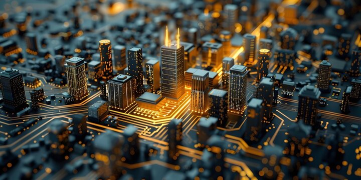 Interconnected Digital Metropolis Visualizing the Convergence of Urban and Electronic Infrastructure