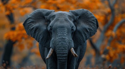 Majestic Elephant Beneath Autumns Canopy © Miodrag