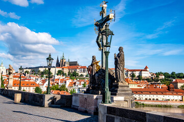 Charles bridge on a sunny day in Prague