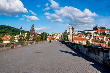 Naklejka premium Charles bridge on a sunny day in Prague