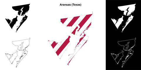 Aransas County (Texas) outline map set
