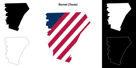 Burnet County (Texas) outline map set