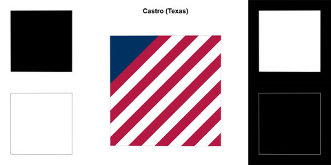 Castro County (Texas) outline map set - obrazy, fototapety, plakaty
