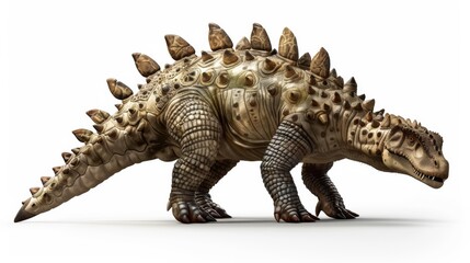 This illustration of Ankylosaurus magniventris highlights its heavily armored plates and mighty club tail, evoking its defensive prowess during the Late Cretaceous. - obrazy, fototapety, plakaty