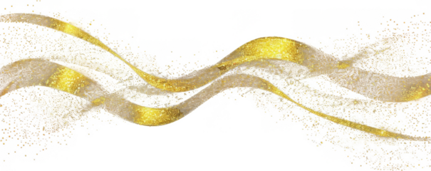Glittering Golden Wave on Transparent Background