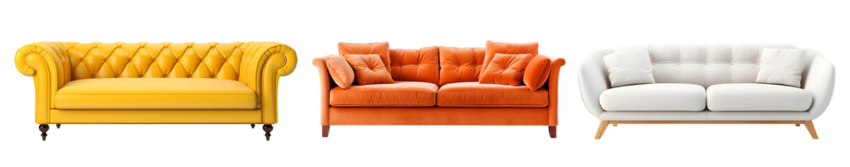 Sofa isolated on transparent background. Png format	
