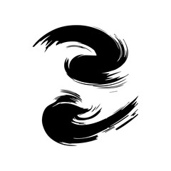 Paint brush. Black ink grunge brush strokes. Vector paintbrush set. Grunge design elements. Painted ink stripes. Creative isolated spots. Ink smudge abstract shape stains and smear