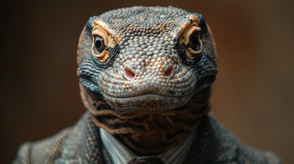 Fototapeta premium Elegantly dressed reptile in suit