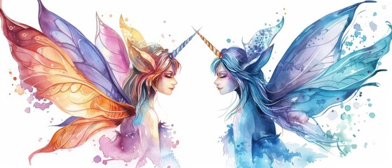 Bring a touch of magic to your designs with watercolor clipart of fairies, unicorns, and magical creatures